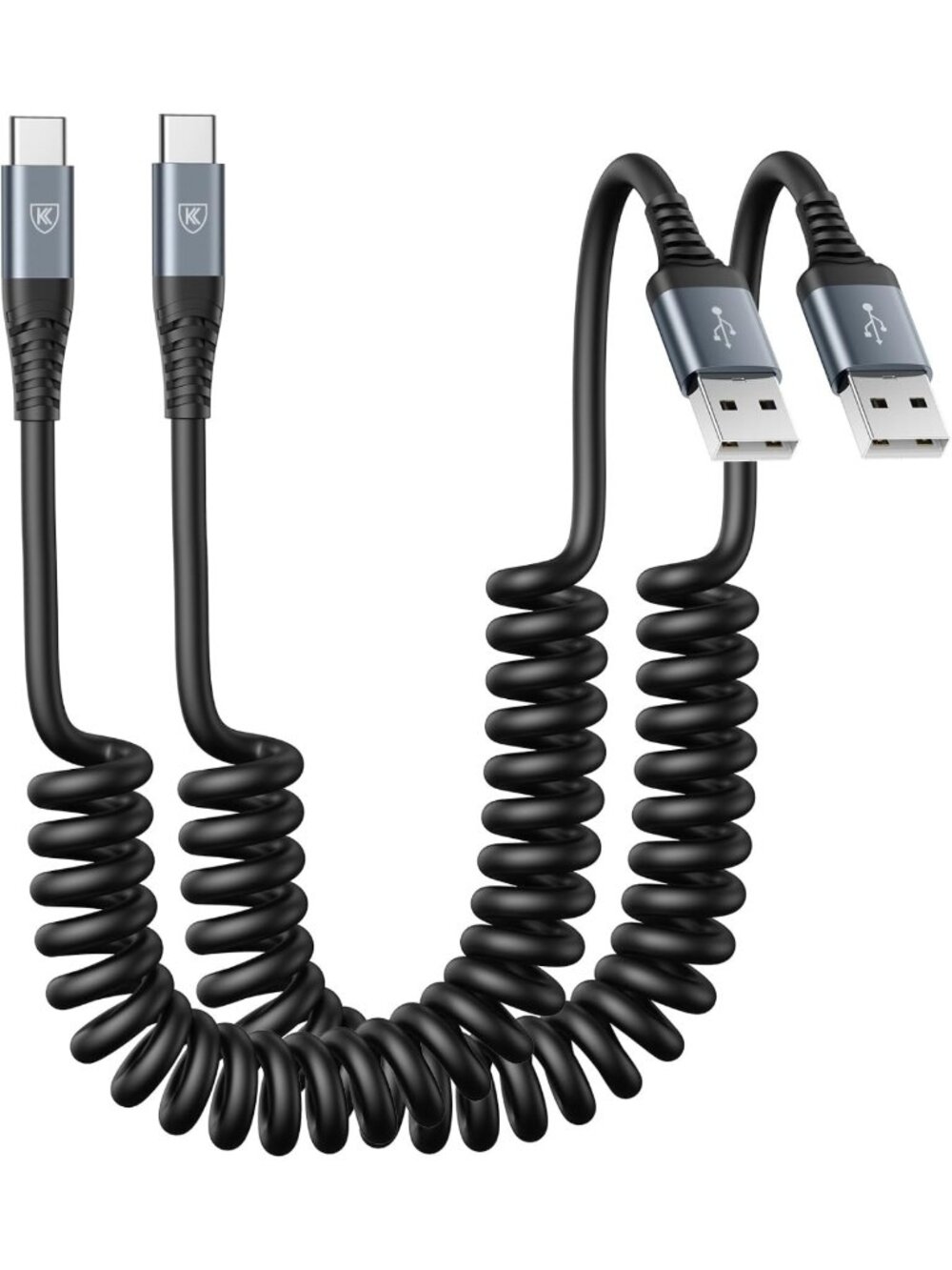 Fast Charging USB Type C Charger Cable - 2 Pack, 3ft Coiled for Quick Power